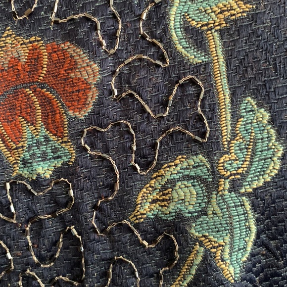 EUC ENTRICE Like-new full length jacket Navy with silver beading 1X - Picture 3 of 10